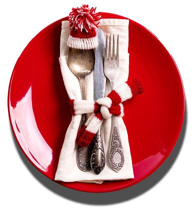 Elegant red plate with towel